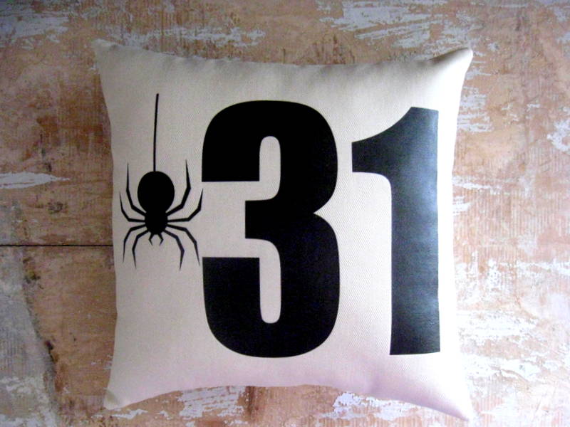 Halloween Pillow, Spider, Halloween Decoration, October 31, Silhouette